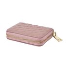 Rautenförmig gesteppte Brieftasche aus 100% echtem Leder, 10x2x9cm, rosa image number 2