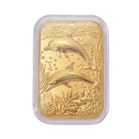 EXKLUSIVES GESCHENK 999er Goldbarren mit Delphin-Motiv, 10mg