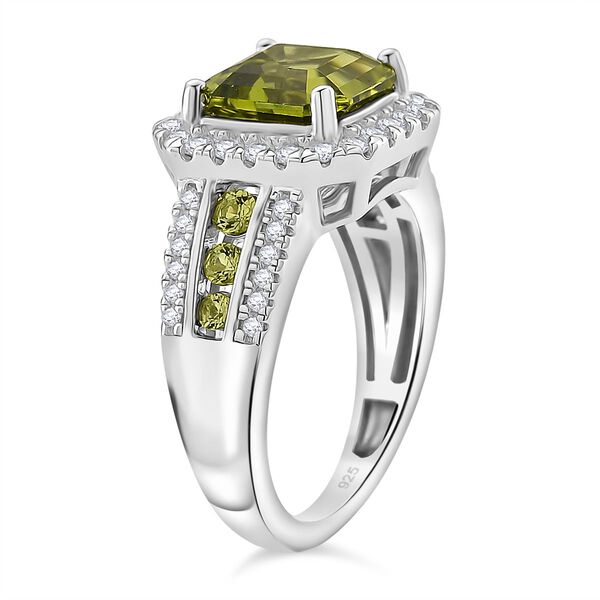 D'joy EXKLUSIVER ASSCHER SCHLIFF Premium Nat&uuml;rlicher Peridot, Moissanit Ring 925 Silber rhodiniert (Gr&ouml;&szlig;e 16.00) ca. 2.36 ct image number 4