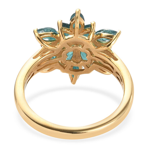 Grandidierit und Zirkon Blumen-Ring, 925 Silber vergoldet  ca. 1,77 ct image number 6