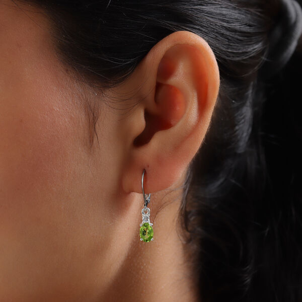 Nat&uuml;rlicher Peridot und Topas Ohrh&auml;nger 925 Silber ca. 1,75 ct&nbsp; image number 3