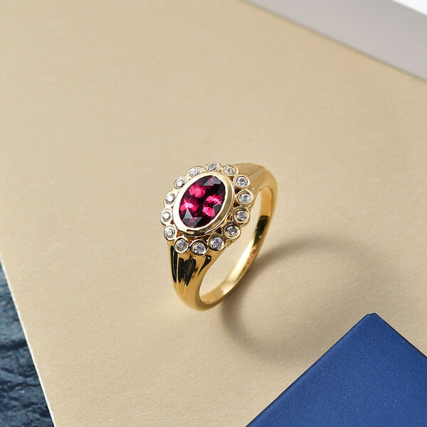 D'Joy nat&uuml;rlicher Rhodolith Granat und Zirkon Ring - 1,90 ct. image number 2