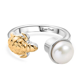 EVER TRUE Süßwasser Perle (7.5-8 mm) Ring Nickelfreies Messing Zweifarbige Beschichtung (Größe 19.00)