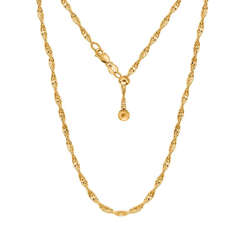 Verstellbare Twisted-Singapur Diamantschliff-Halskette in vergoldetem Silber, 60cm image number 0