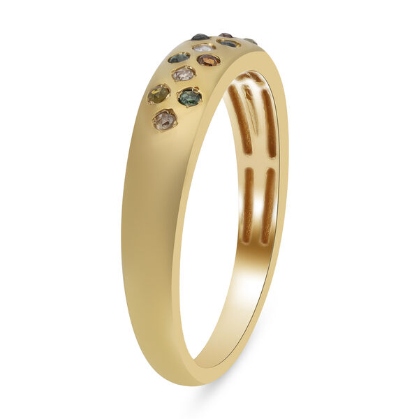 Mehrfarbiger Diamant-Ring, 925 Silber Gelbgold Vermeil  ca. 0,15 ct image number 4