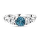 D'Joy AA Blauer Zirkon, Weißer Zirkon Ring 925 Silber rhodiniert (Größe 17.00) ca. 1,68 ct