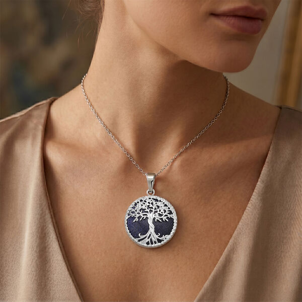 Blauer Sandstein Anh&auml;nger mit 50cm Kette - 2 ct. image number 1
