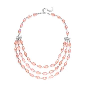Rosafarbenes Glas Halskette ca. 56 cm, Eisen