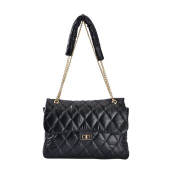 Stilvolle gesteppte Crossbody-Tasche mit RFID Schutz, wasserabweisend, 32x23x10cm, schwarz