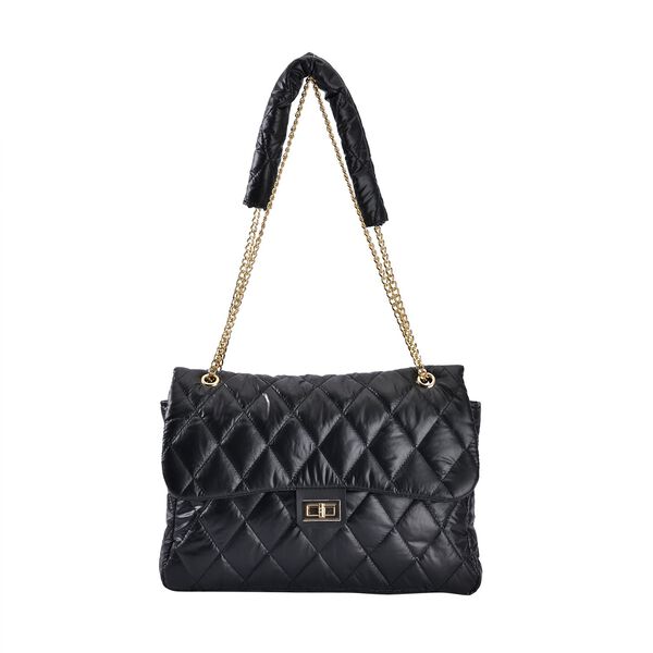 Stilvolle gesteppte Crossbody-Tasche mit RFID Schutz, wasserabweisend, 32x23x10cm, schwarz