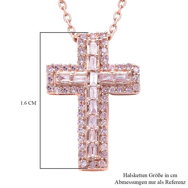 Rosa Diamant Kreuz-Anhänger mit Kette in Silber image number 6