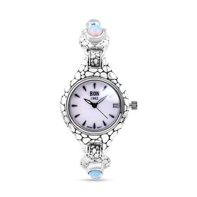 Natürlicher, äthiopischer Welo Opal Armband ca. 19 cm 925 Silber ca. 2,23 ct.