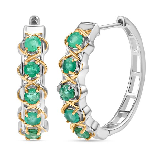 D&rsquo;Joy zweifarbige Socoto Smaragd Creolen - 1,14 ct.