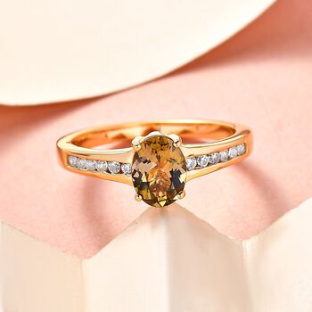 Nat&uuml;rlicher, goldener Tansanit und Zirkon-Ring - 1,22 ct.