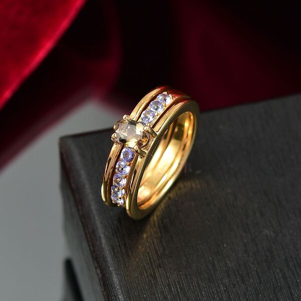 D'Joy 2er-Set natürliche goldene Tansanit und Tansanit Ringe - 1 ct. image number 2