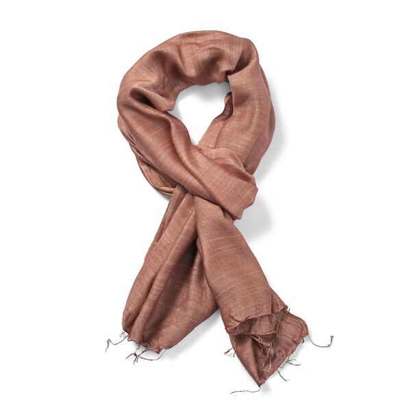 Modischer Schal aus 40% Seide und 60% Leinen, 70x200 cm, Beige image number 5