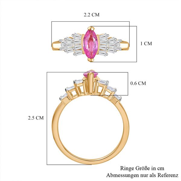 AAA Ilakaka Rosa Saphir (Fissure gefüllt), Moissanit Ring 925 Silber 750 Gelbgold Vermeil (Größe 20.00) ca. 1,17 ct image number 7