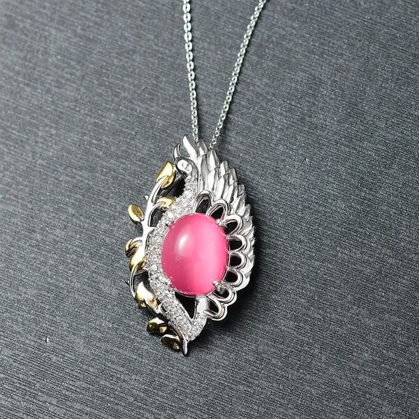 Maulbeere Mondstein und Zirkon zweifarbiger Anh&auml;nger mit 50cm Kette - 6,66 ct. image number 1