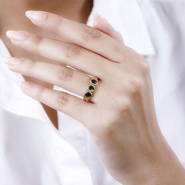 Natürlicher Chromdiopsid Ring, 925 Silber vergoldet (Größe 17.00) ca. 1.20 ct image number 3