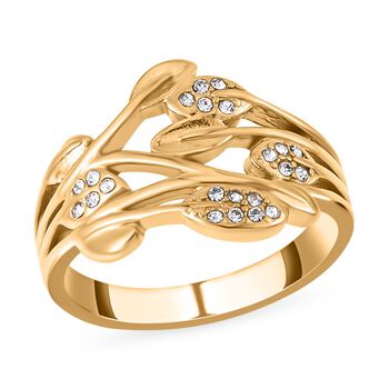 Wei&szlig;er Kristall-Blatt-Ring