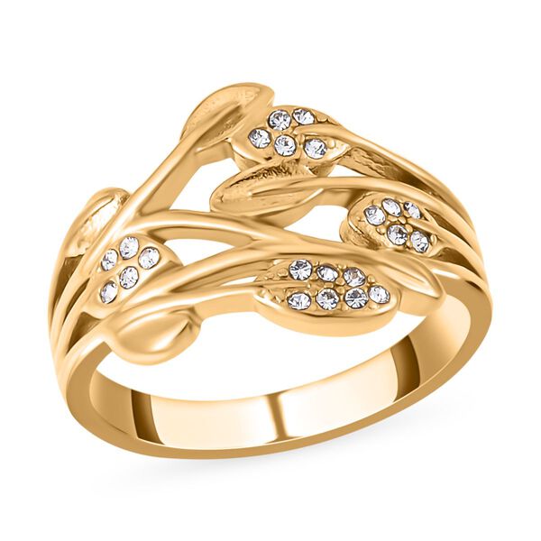 Wei&szlig;er Kristall-Blatt-Ring image number 4