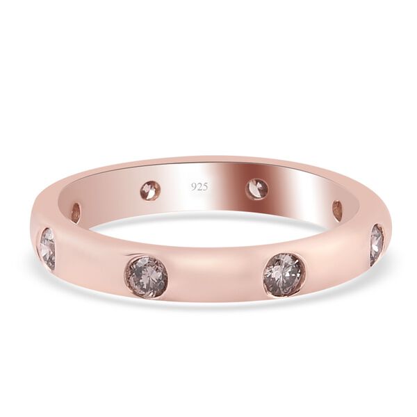 Nat&uuml;rlicher Champagner Diamant Band Ring 925 Silber Rose Gold Vermeil image number 6