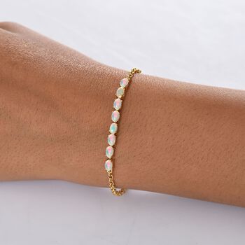 D'Joy AA nat&uuml;rliches, &auml;thiopisches Welo Opal 19cm Armband, 925 Silber vergoldet - 1,53 ct.