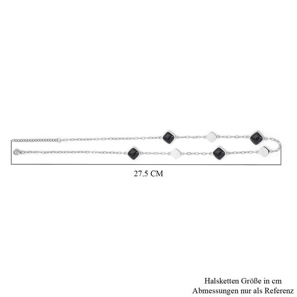 Schwarze Onyx Halskette, ca. 50 cm, Edelstahl ca. 32,00 ct image number 4