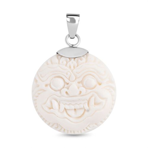 Royal Bali - Ox Bone Rangda-Motiv Anhänger 925 Silber ca. 24.70 ct image number 0