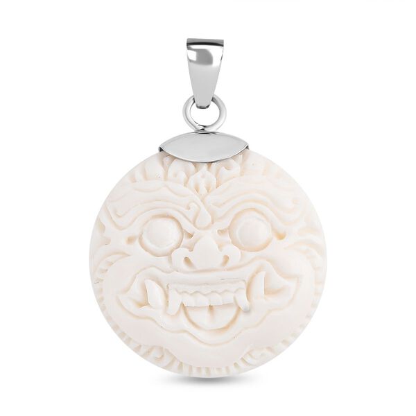 Royal Bali - Ox Bone Rangda-Motiv Anhänger 925 Silber ca. 24.70 ct image number 0