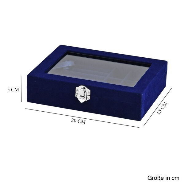 Elegante Schmuckbox aus edlem Samt mit Glasdeckel, 20x15x5 cm, Weinrot image number 6