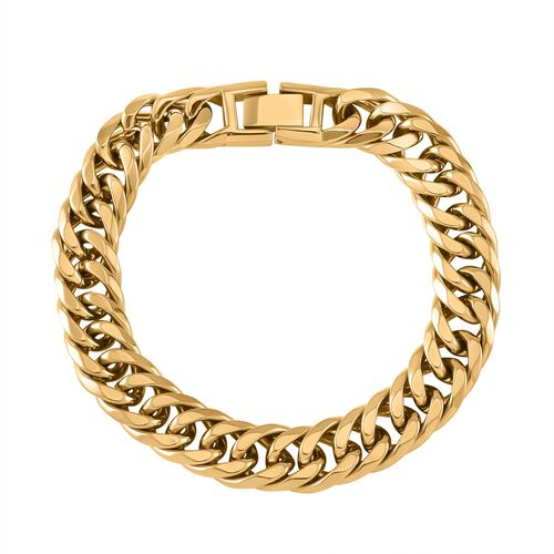 Panzerarmband, Hochglanzpoliert, Reiner Edelstahl, goldfarben, ca. 21 cm ca. 43,00g image number 0