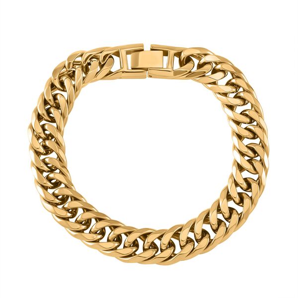 Panzerarmband, Hochglanzpoliert, Reiner Edelstahl, goldfarben, ca. 21 cm ca. 43,00g image number 0