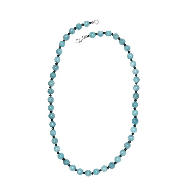 Aquamarin und schwarze Spinell-Halskette, 50 cm - 170 ct.