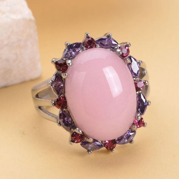 Rosenquarz, fuchsiafarbener und lila Kristall-Ring - 10 ct. image number 2