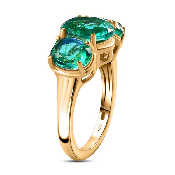 Pfau Quartz Triplette Ring, 925 Silber Gelbgold Vermeil, (Größe 21.00) ca. 5.60 ct image number 5