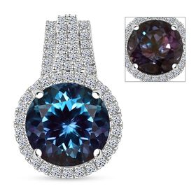 AAA Lab Grown Alexandrite, Lab Grown Diamant Anhänger 417 Gold ca. 5,35 ct.