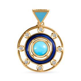 Amerikanischer, natürlicher Sleeping Beauty Türkis, Zirkonia Anhänger, 925 Silber vergoldet, ca. 0.88 ct
