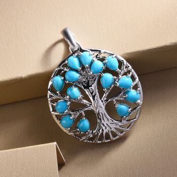 Amerikanischer, nat&uuml;rlicher Sleeping Beauty T&uuml;rkis Baum des Lebens Anh&auml;nger - 1,82 ct.