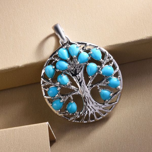 Amerikanischer, nat&uuml;rlicher Sleeping Beauty T&uuml;rkis Baum des Lebens Anh&auml;nger - 1,82 ct. image number 3