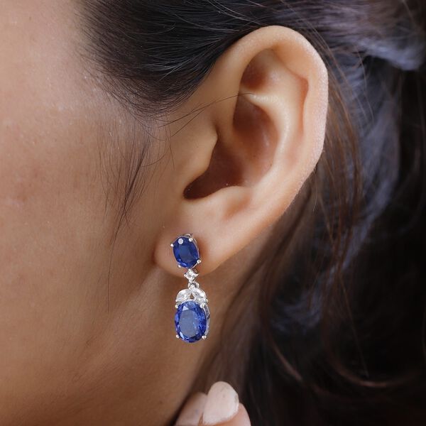 Ceylonfarbene Quarz und wei&szlig;e Topas-Ohrringe - 6,60 ct. image number 3