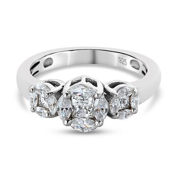 LUSTRO STELLA Hergestellt mit Feinster ZIRKONIA Ring 925 Silber platiniert (Gr&ouml;&szlig;e 16.00) ca. 1,31 ct