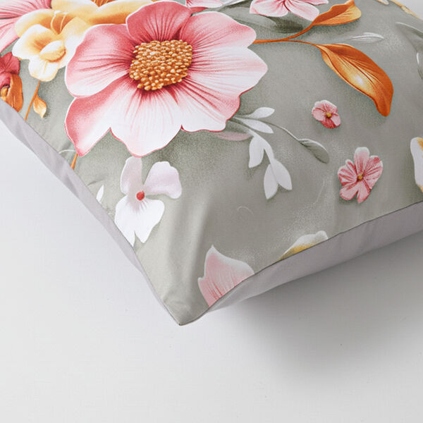 6-teiliges Bettw&auml;sche-Set mit Blumenprint, 135x200cm, Grau und ros image number 2