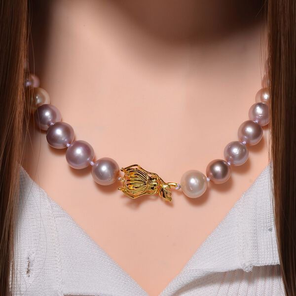 9-12mm mehrfarbige Edison Perle und nat&uuml;rliche Chromdiopsid-Halskette, 50cm image number 8