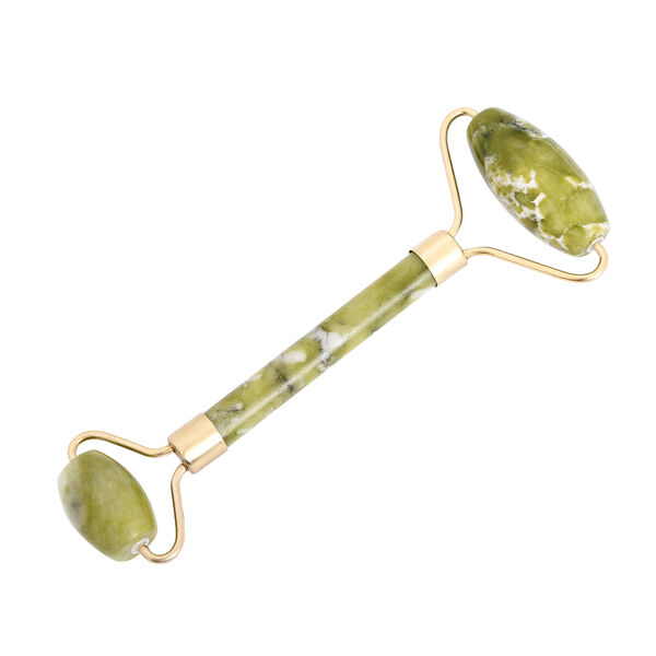 2er-Set, Gesichtsmassageger&auml;te- nat&uuml;rlicher und gr&uuml;ner Jade-Roller und Gua Sha image number 2
