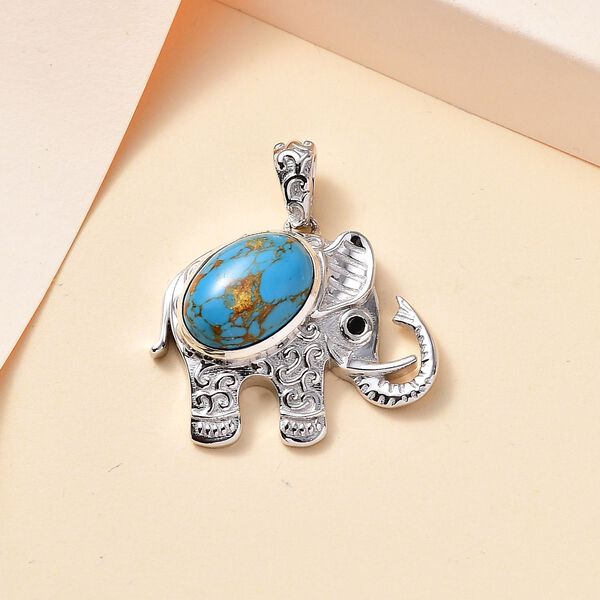 AAA blauer Mojave Türkis und schwarzer Spinell-Anhänger - 5,53 ct. image number 2