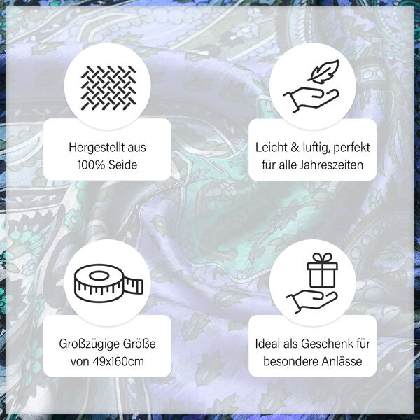 Geschmeidiger Luxuri&ouml;ser 100% Seidenschal, Gr&ouml;&szlig;e: 49 x 160 cm, t&uuml;rkis image number 4