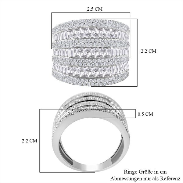 LUSTRO STELLA - Weißer Zirkonia Ring, 925 Silber rhodiniert (Größe 18.00) image number 4