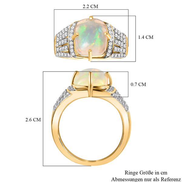 Natürlicher, äthiopischer Welo Opal und Zirkon-Ring - 3,53 ct. image number 6