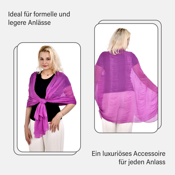 LA MAREY – 100% Maulbeer-Seidenschal Chiffon, 60x170cm, weinrot image number 5